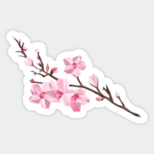 Geometric Japanese Sakura - Cherry Blossoms on White Background Sticker